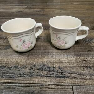 2 Tea Rose Pfaltzgraff Tea Rose Pastel Floral coffee cups U